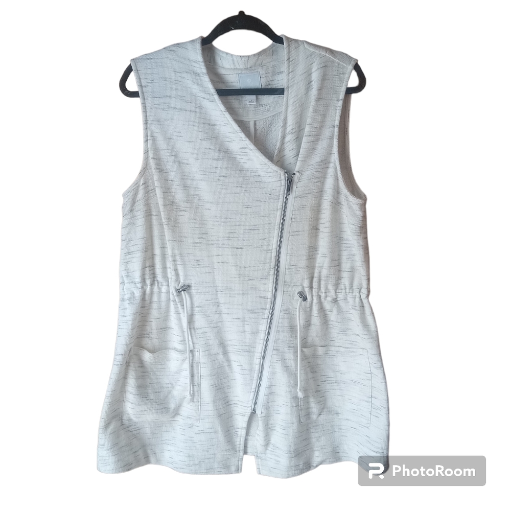 SUNDAY Sz Large Sleeveless Utility Jacket W/Pockets Long Line. Great Condition!